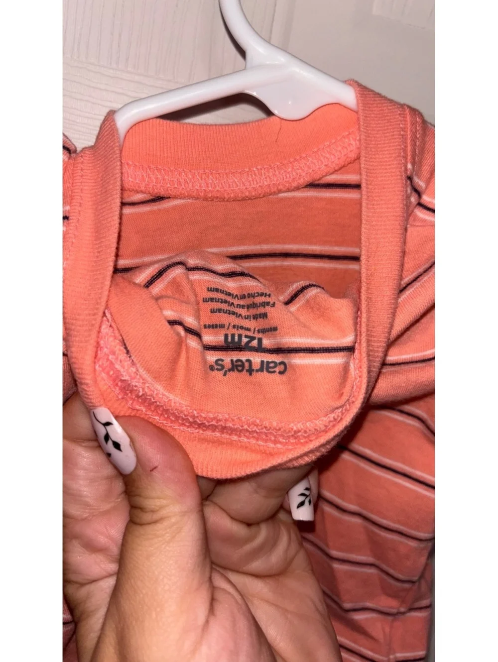 Carter's Toddler Outfit - Striped Coral T-Shirt and Brown Pants Size 12M
